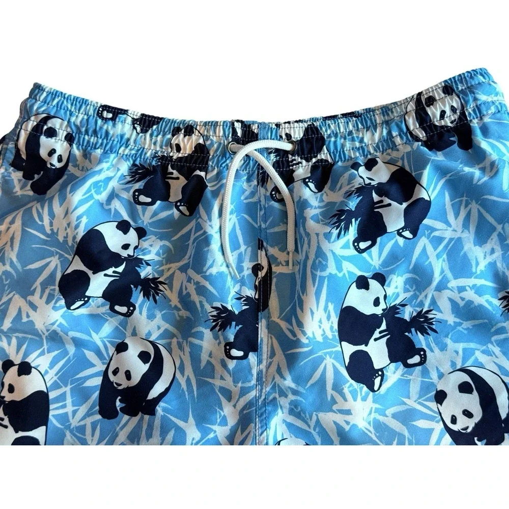 Trunks Brand Men Swim Trunks L Panda Bamboo‎ Blue Beach Mesh Lined Pool